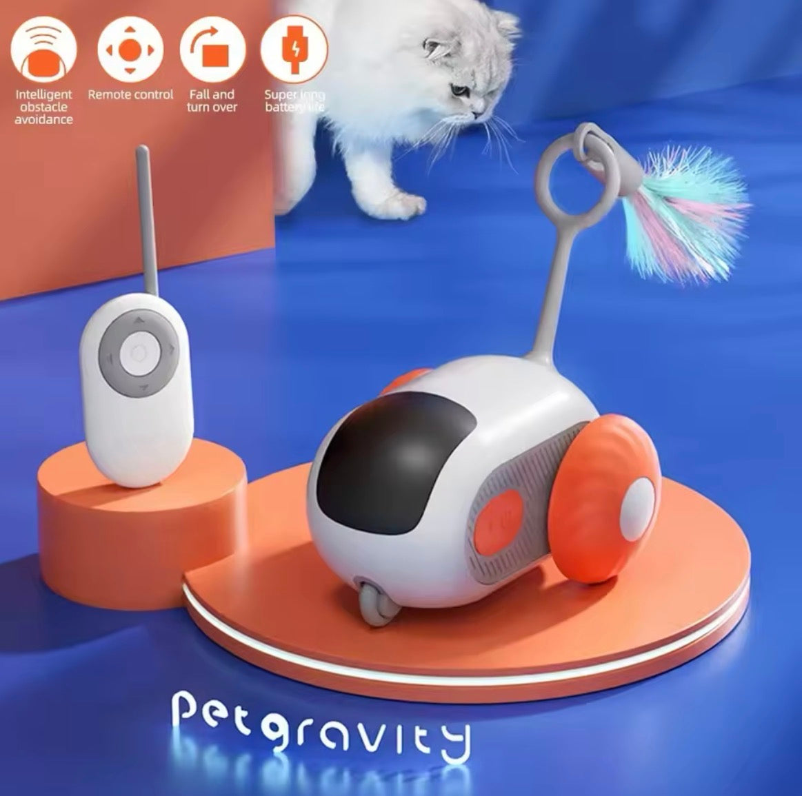 Smart Moving Remote Controlled Cat Toy 2 Modes Automatic Toy Car