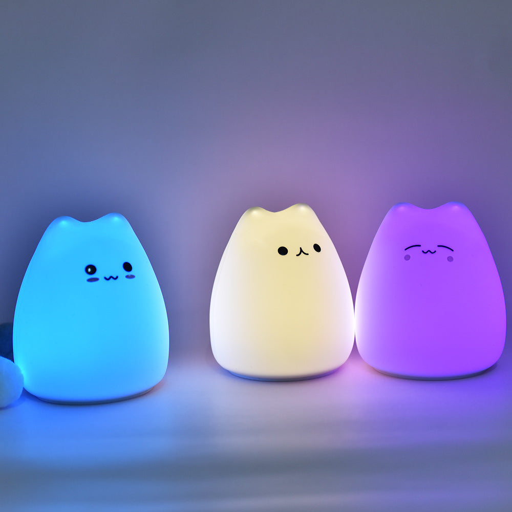 Mini LED Colorful Silicone Small Cute Cat Night Light