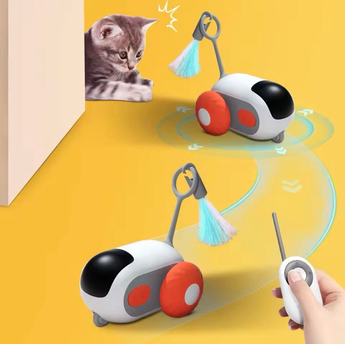 Smart Moving Remote Controlled Cat Toy 2 Modes Automatic Toy Car