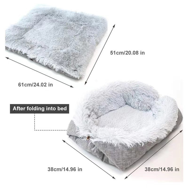 Warm Plush Foldable Pet Bed