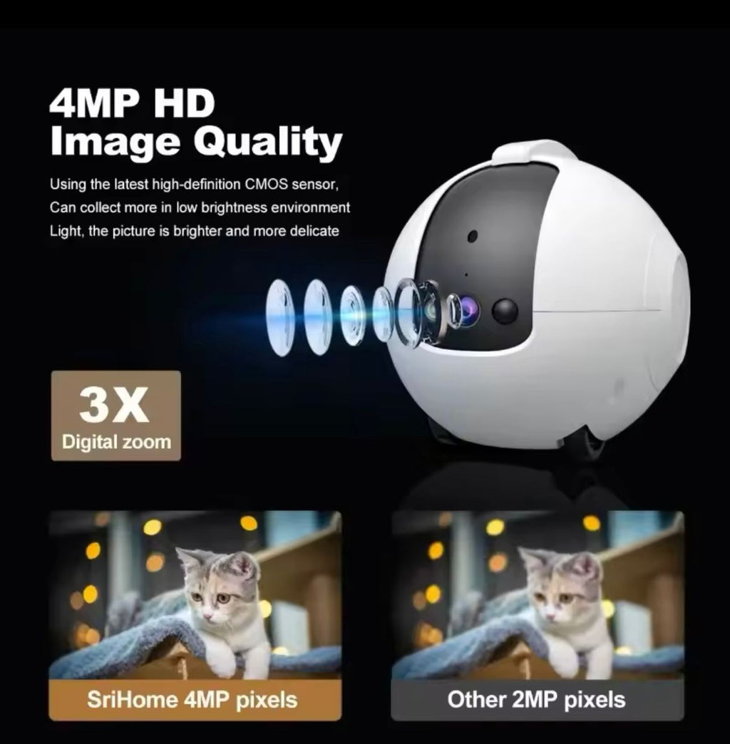 Pet Surveillance Camera 4MP 360° Robot Camera (Bidirectional Dialogue ,Motion Detection)