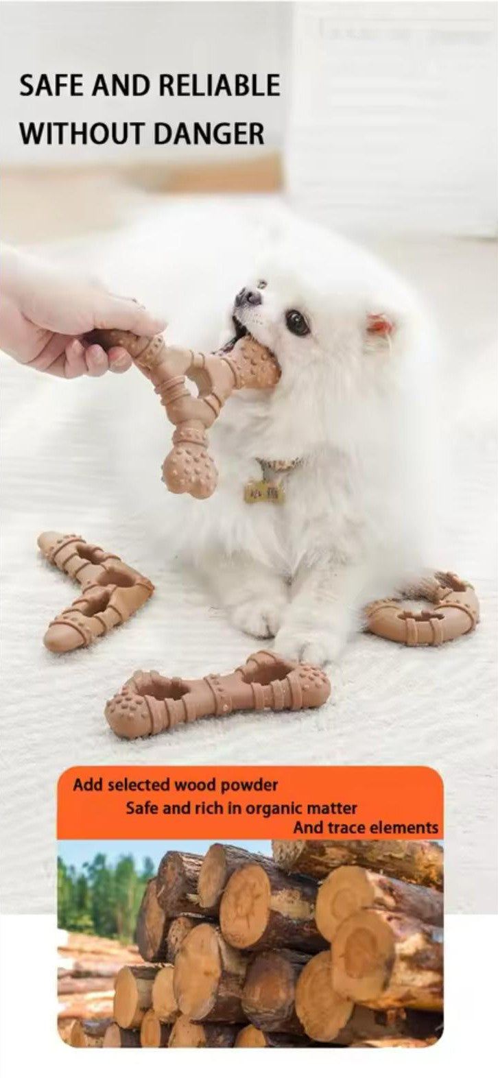 Dog Toy-Wood Plastic Bone Teether Stick