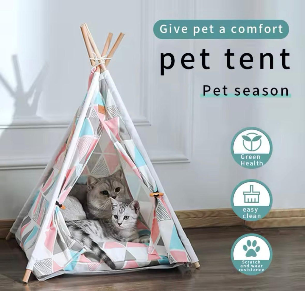 Portable Removable Washable Canvas Pet Dog Cat Tent Kennel Bed