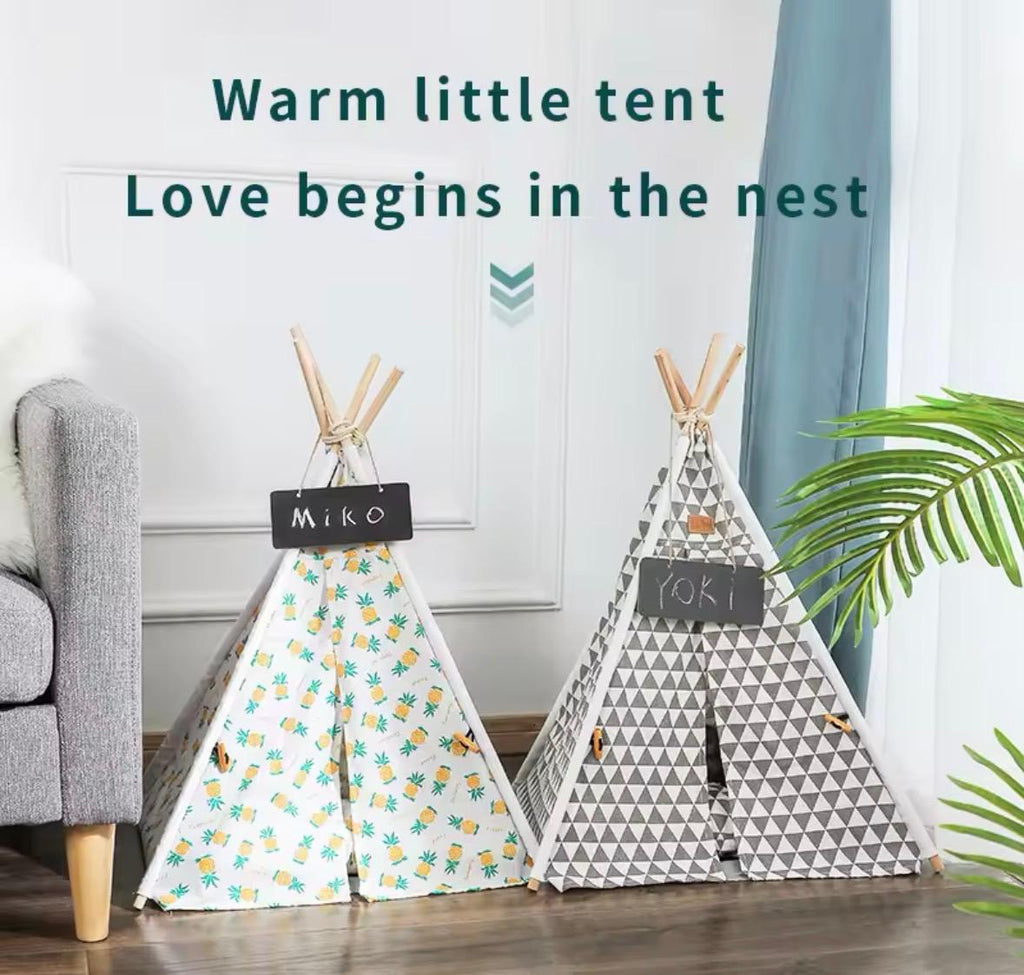 Portable Removable Washable Canvas Pet Dog Cat Tent Kennel Bed