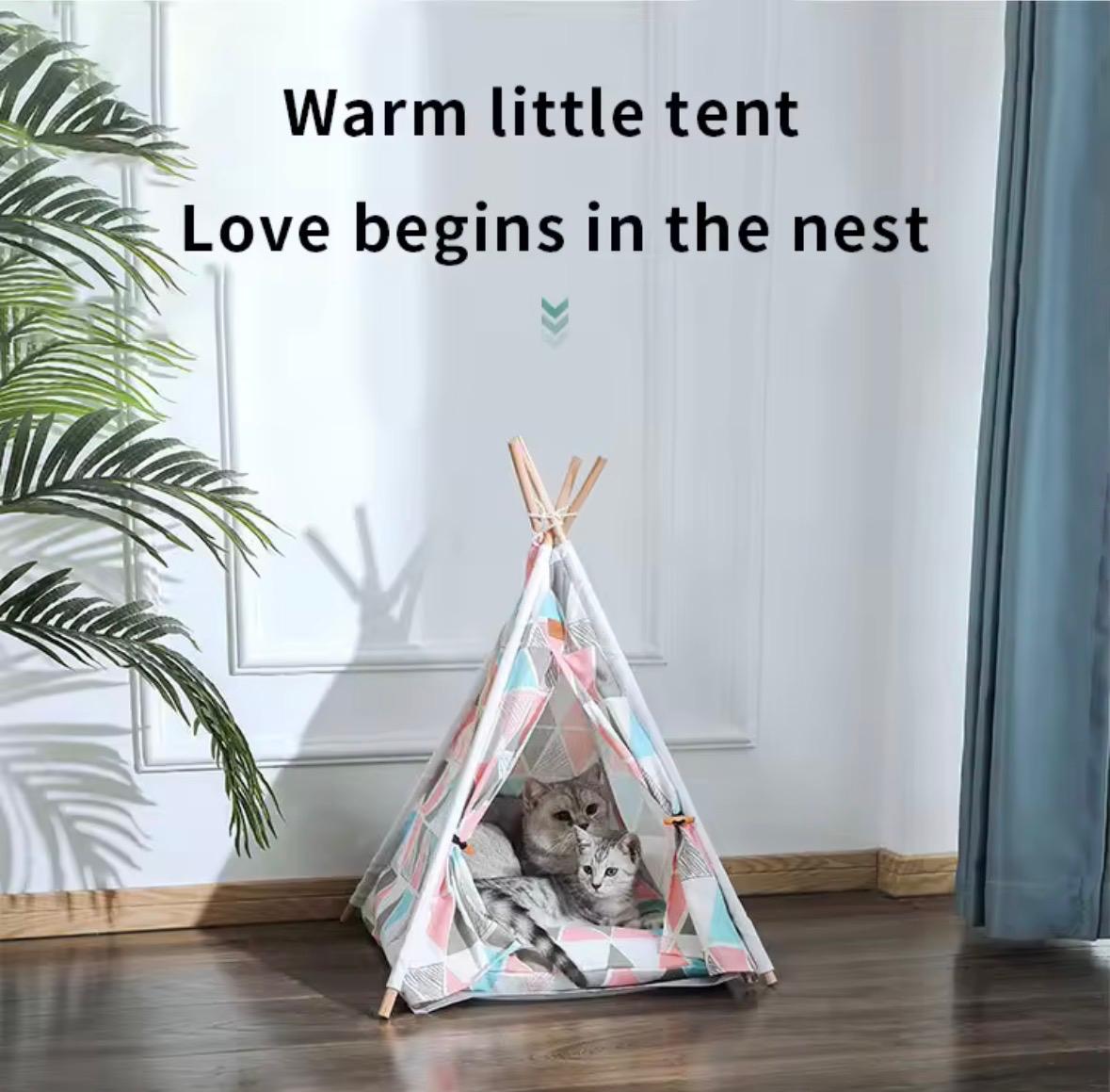 Portable Removable Washable Canvas Pet Dog Cat Tent Kennel Bed