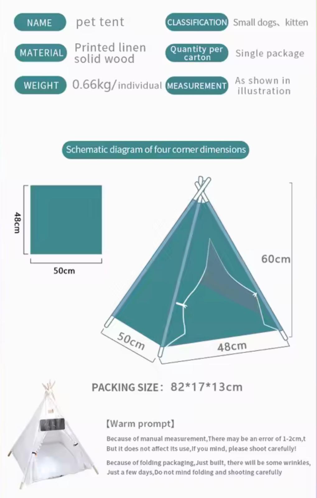 Portable Removable Washable Canvas Pet Dog Cat Tent Kennel Bed