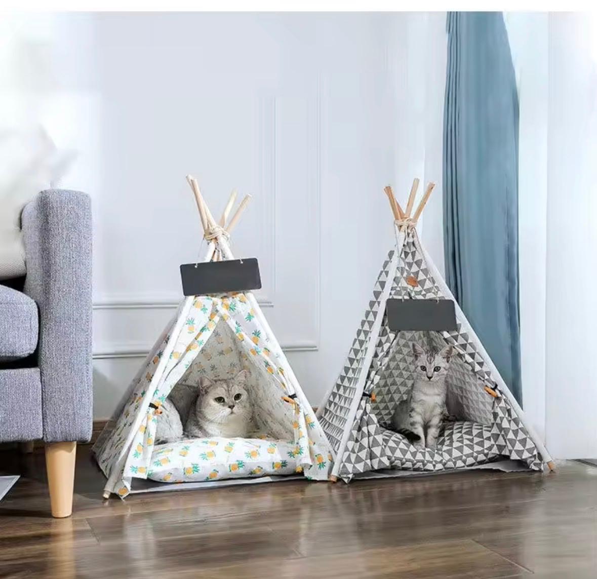 Portable Removable Washable Canvas Pet Dog Cat Tent Kennel Bed